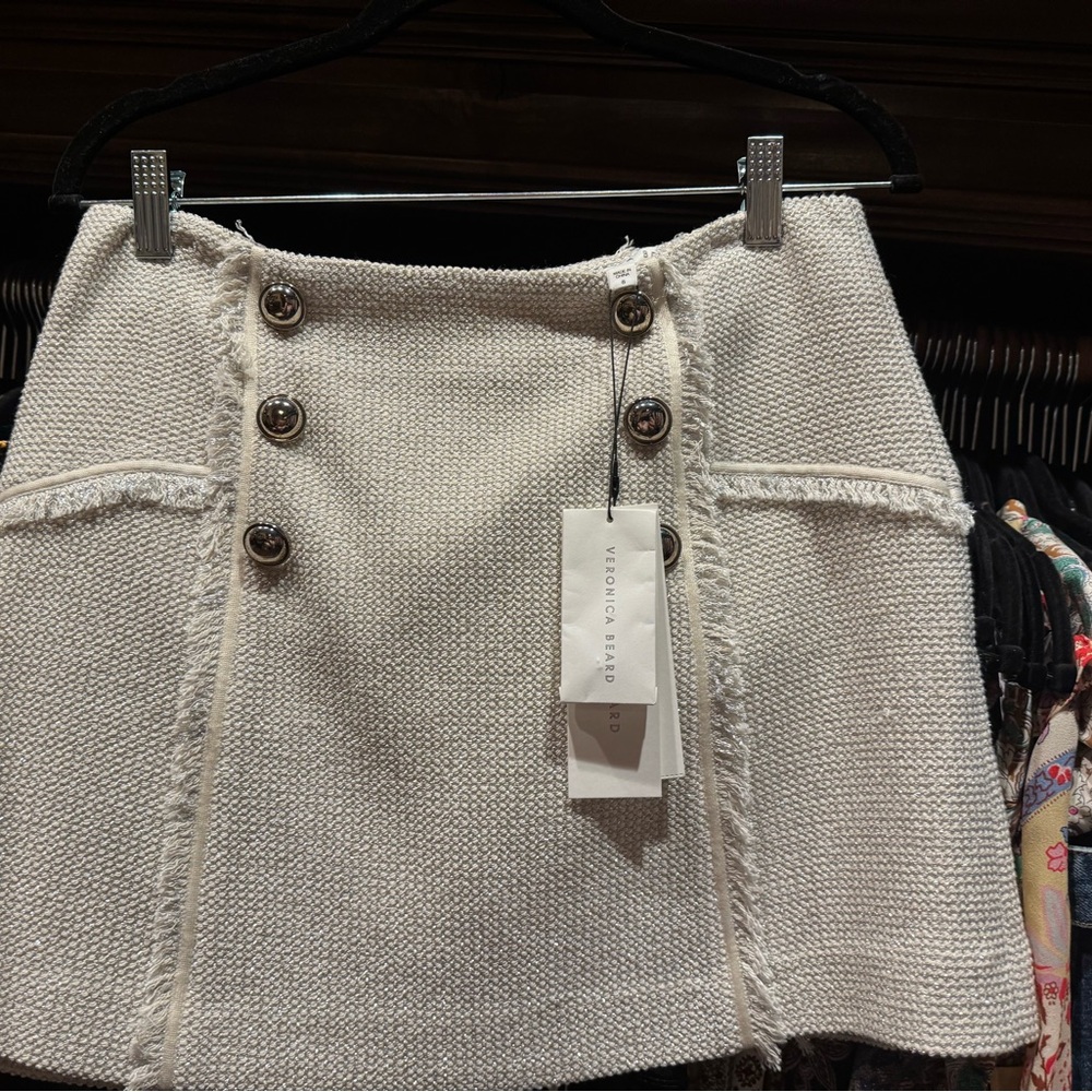 Veronica Beard Cream A-line Mini Skirt